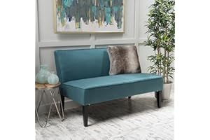Christopher Knight Home GDFStudio Christopher Knight Home Dejon Modern Fabric Loveseat, Dark Teal, Matte Black