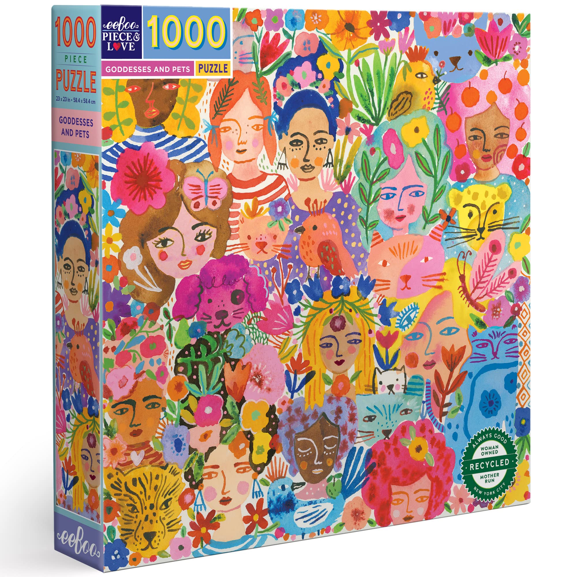 eeBoo Piece and Love Goddesses & Pets 1000 Piece Square Adult Jigsaw Puzzle/Ages 14+ (PZTGPE)