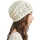 ZLYC Women Cotton Crochet Slouchy Beanie Hat Handmade Knit Summer Skull Cap