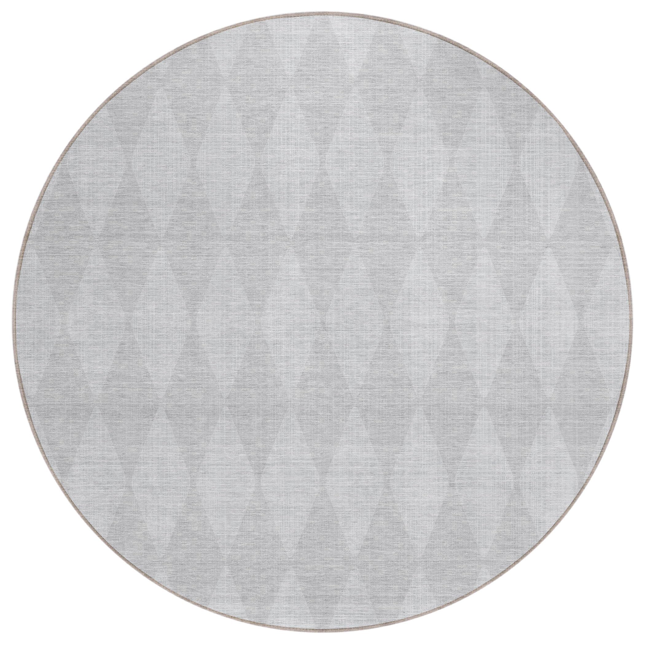 Addison Rugs Chantille ACN578 Pewter 8′ x 8′ Indoor Outdoor Round Rug, Easy Clean, Machine Washable, Non Shedding, Bedroom, Living Room, Dining Room, Kitchen, Patio Rug