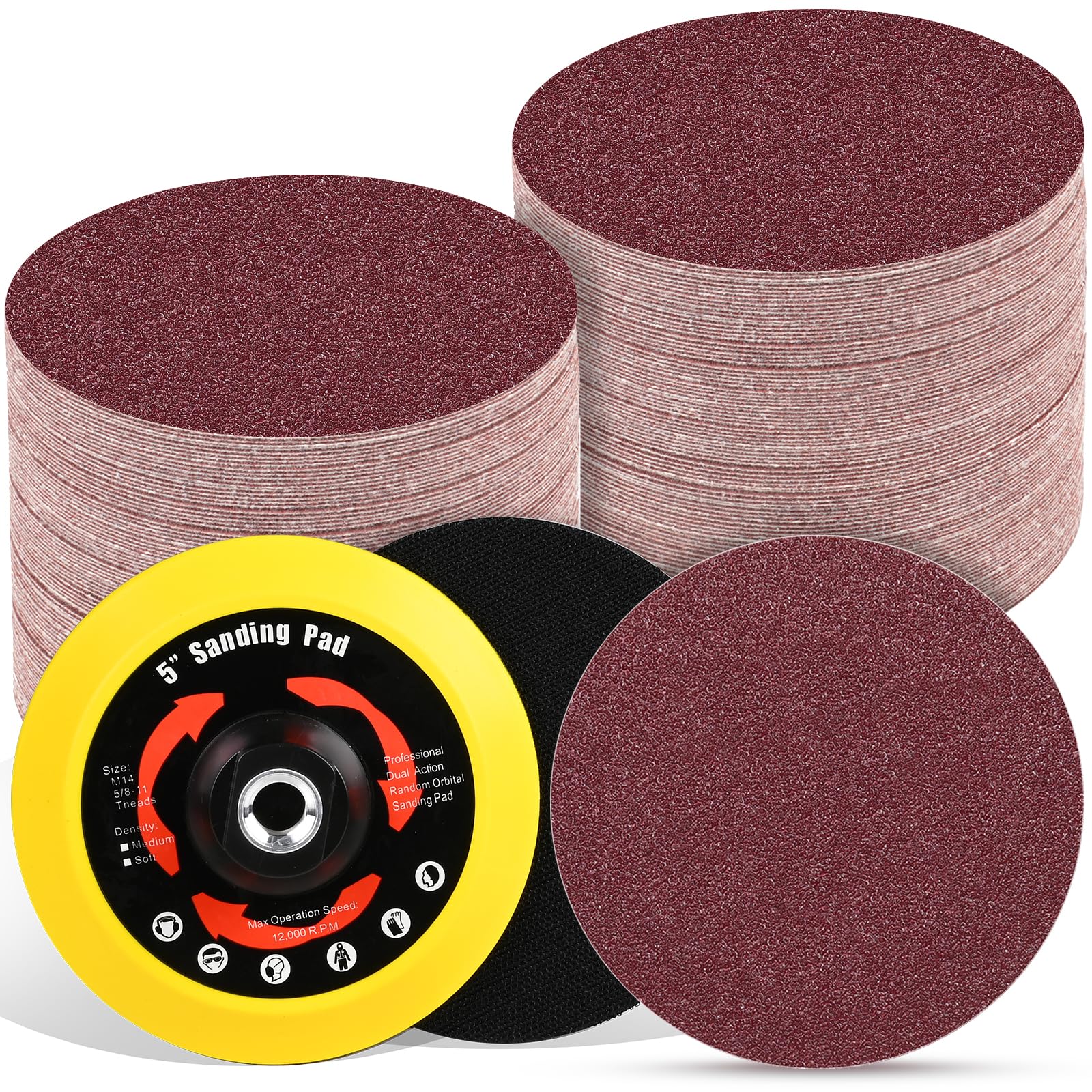 POTUINOM 5 Inch 70 PCS Sanding Disc