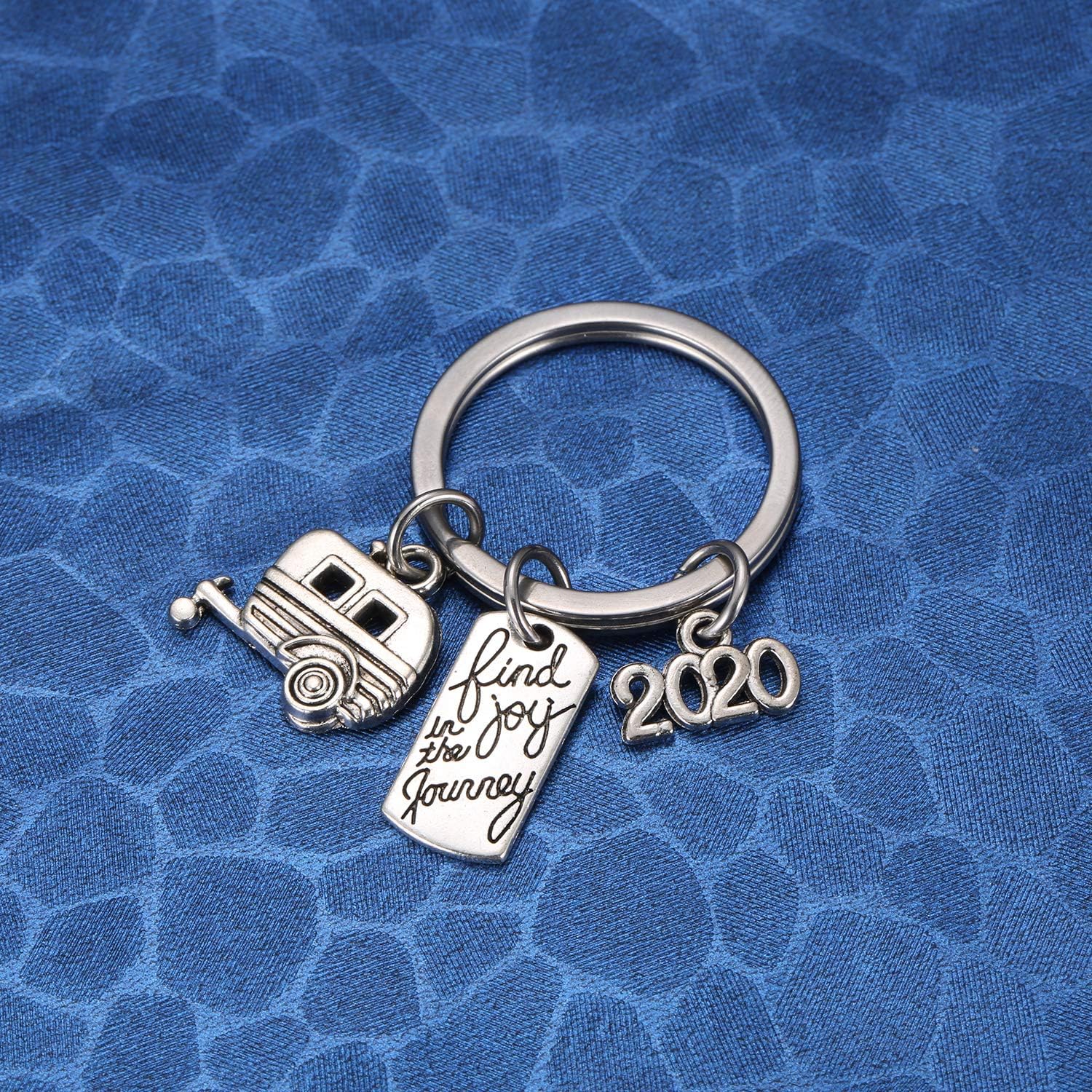 2020 Find Joy in The Journey Keychain Happy Camper RV Trailer Key Chain Enjoy Retirement Keyring for Boss and Coworker Gift at  Men’s Clothing store