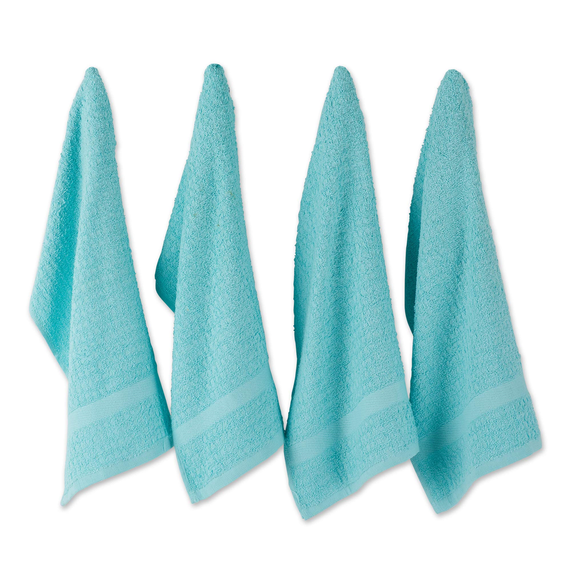 DII Waffle Dishtowel Set, Cotton, Solid Aqua, 15x26