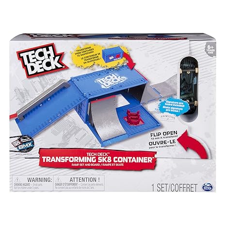Tech Deck 6035885 Tech Deck-6035885-Tech Deck Transforming Sk8-Container, Spielset mit exklusiven Fingerboard, Multicolour