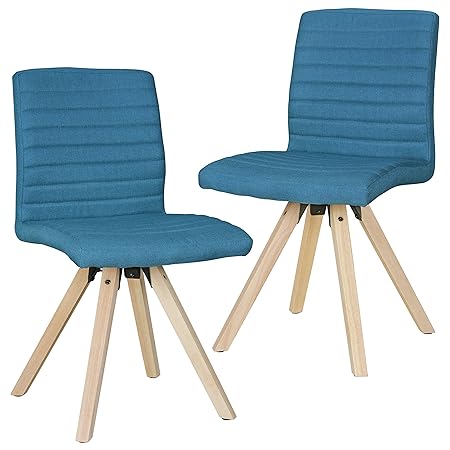 FineBuy Design Esszimmerstühle 2er Set FB4666 Skandinavische Stühle mit Holzbeinen | Retro Stuhlset Petrol | Küchenstühle mit