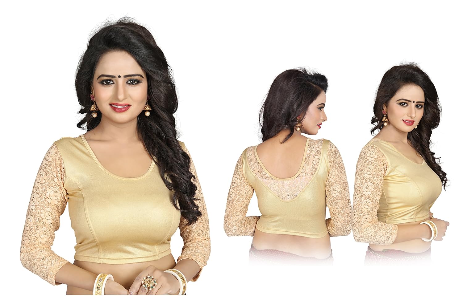 cdpl express women's pure cotton lycra blouse (cdpl-go-324_gold_free size)