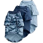 Pet Passion Toby II - The Perfect Tee, 3 Pack Short Sleeve Pet T-Shirt 100% Organic Cotton Tees Clothes for Small, Medium, Large Dogs, Navy Camo, Large (40-60 lbs)