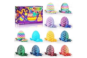 Impossmaker 12PCS 3D Printed Crystal Dragon Eggs with Dragon Inside, Colorful Fun Toys Fidget Toys, Fun Easter Basket Stuffers for Kids, Teens & Adults, Unique Fantasy Decor