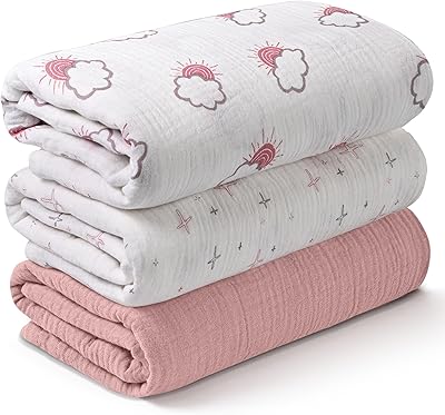 Soarwg Kids Muslin Swaddle Blanket Pack of 3 95 x 100 cm Unisex