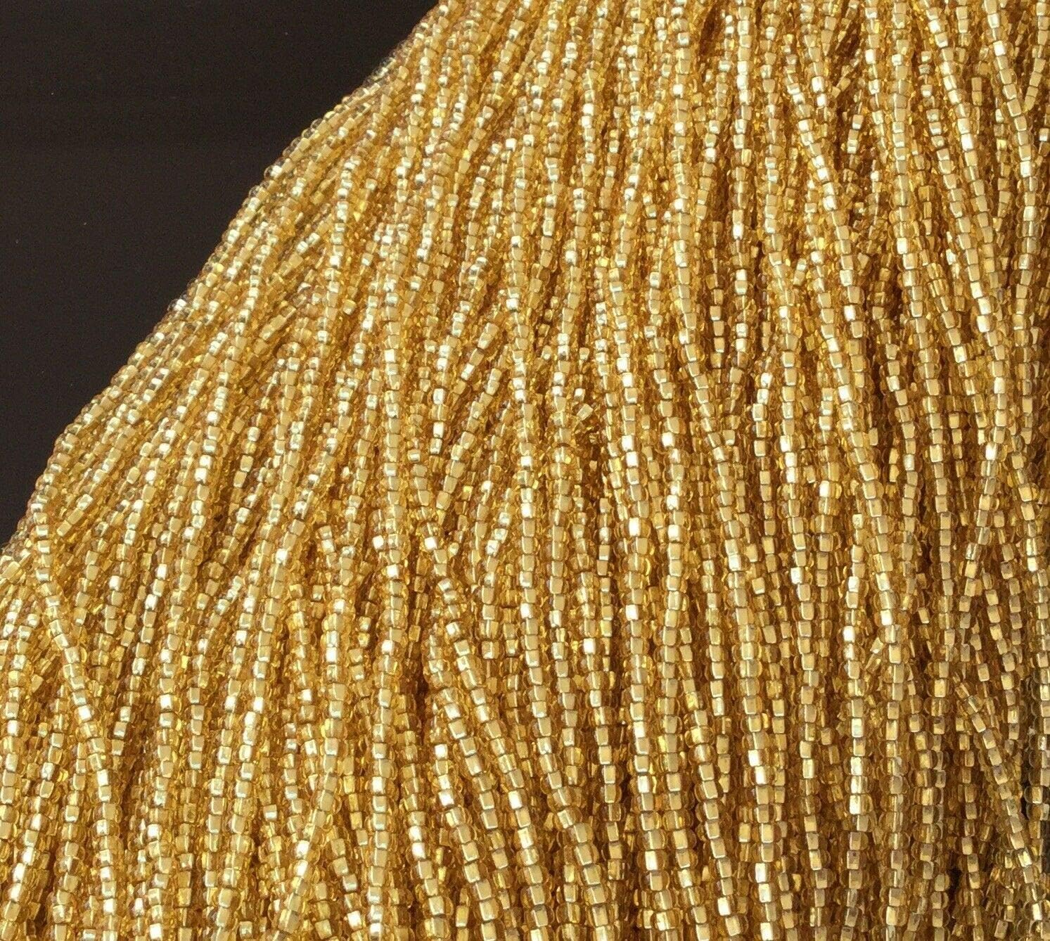 11/0 Charlotte 3Cut Preciosa Czech Silver Lined Gold Glass Seed Beads-Full Hank Spacer Beads and Roll Crystal String for Bracelets Jewelry Making