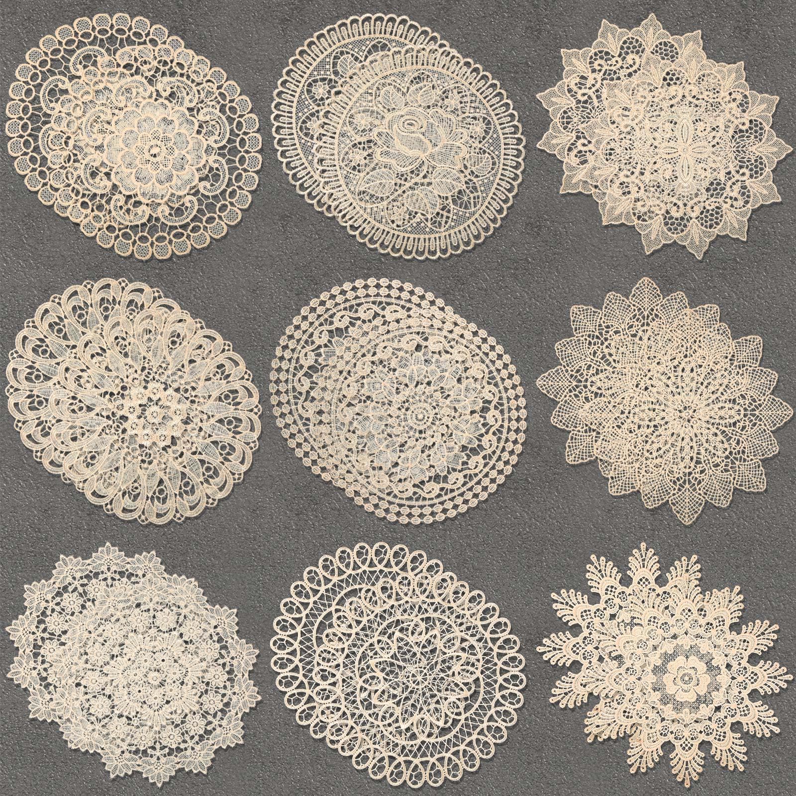 Photo 1 of Mimorou 18 Pieces 12 Inch Beige Lace Doilies for Tables Crochet Doilies Vintage Cotton Lace Coasters Handmade Round Placemats Rustic Table Decor for Kitchen Dining Room Wedding Cup Vase Decoration