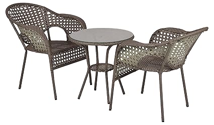 Furni Future Ventila Outdoor Patio Furniture Set 2+1 - (Brown)