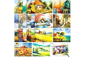 ZOIIWA 24 Pcs Dementia Products for Elderly Reusable Water Painting Toys Country Life Dementia Activities for Adults Seniors Water Doodle Coloring Set Painting Brush for Elderly Drawing Gifts