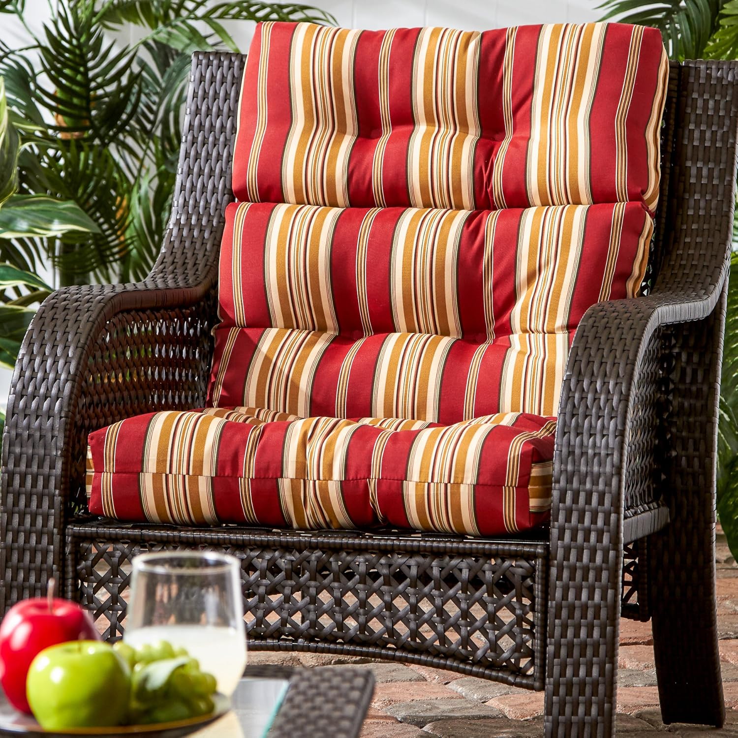 Greendale Home Fashions AZ4809-ROMASTRIPE Tuscan Stripe 44'' x 22'' Outdoor Seat/Back Chair Cushion : Garden & Outdoor
