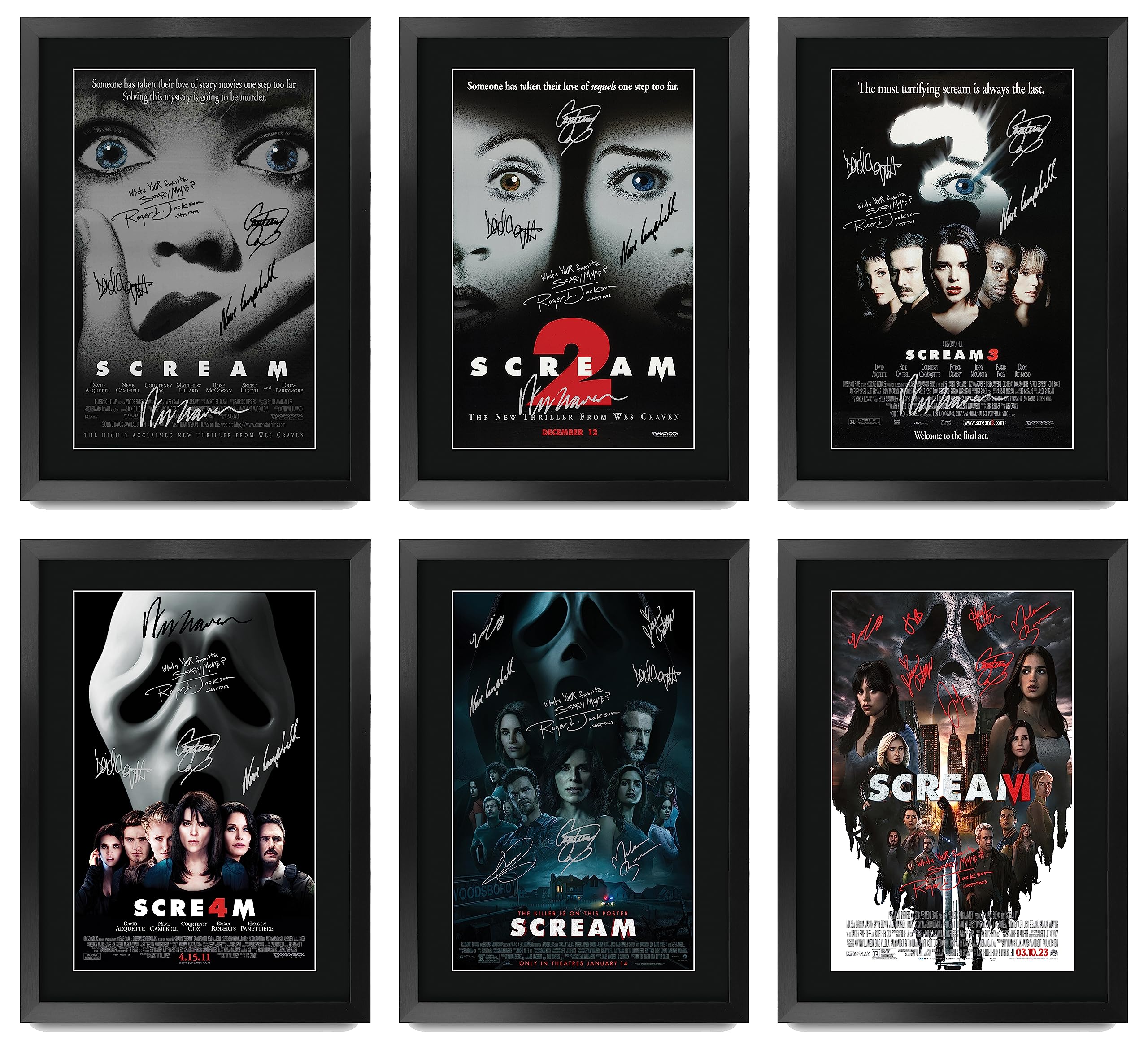 HWC Trading FR A3 Scream Gifts Printed Poster Set Signed Autograph Picture for Movie Memorabilia Fans - A3 Framed