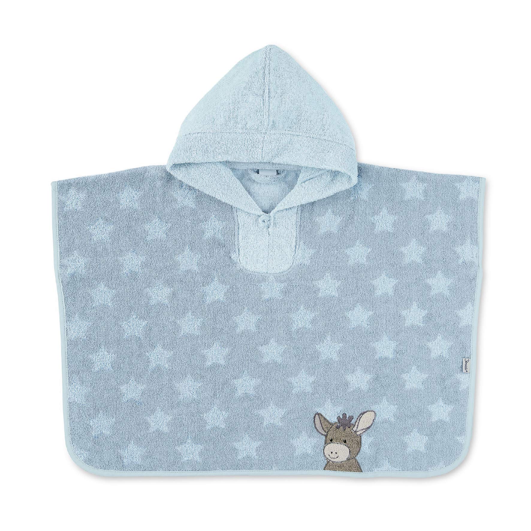 Sterntaler Emmi Donkey Hooded Poncho Age 0 Months + Size: 70 x 50 cm Medium Blue