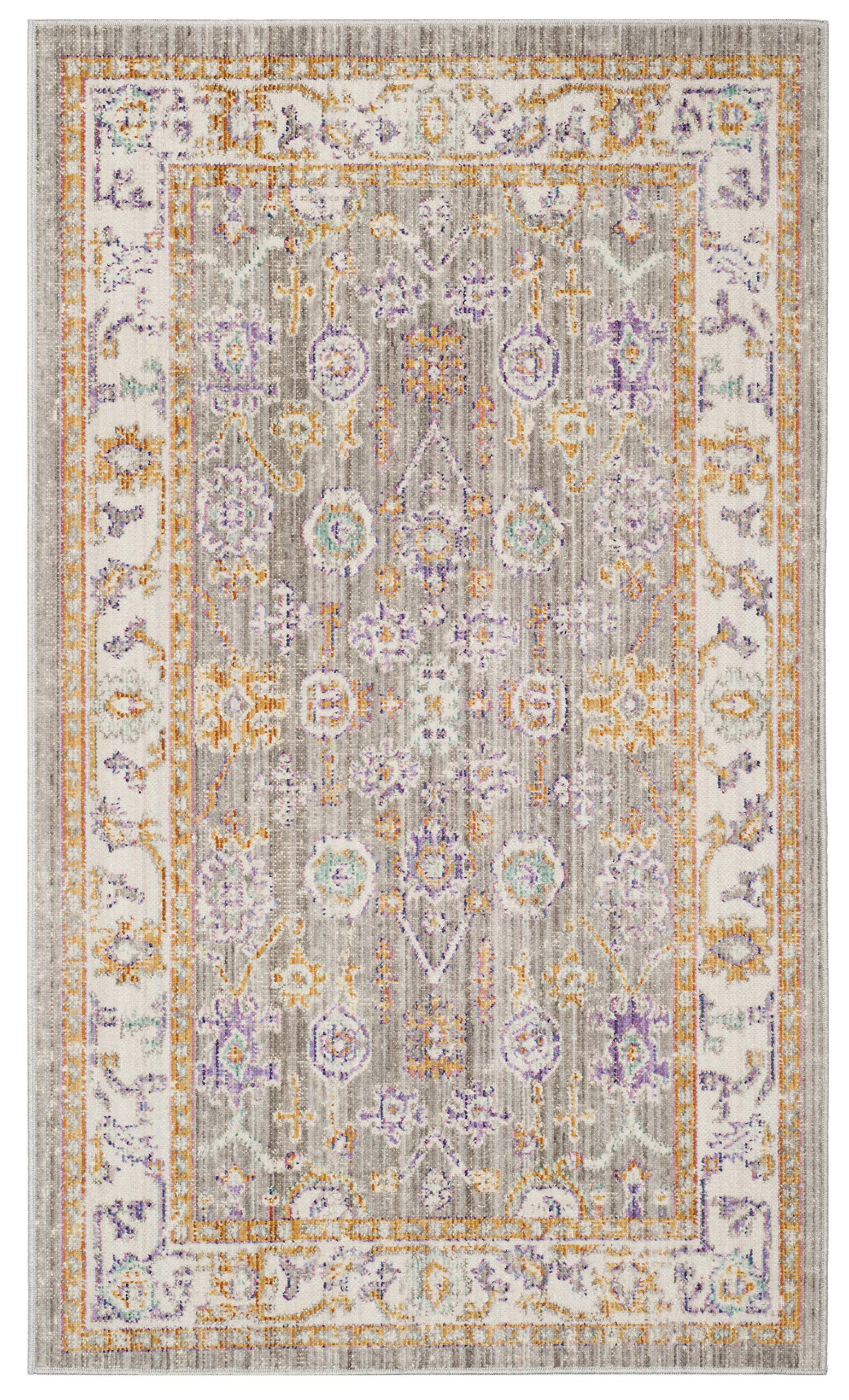 Safavieh Boho Chic Indoor Woven Rectangle Area Rug, Windsor Collection, WDS313, in Grey / Cream, 91 X 152 cm for Living Room, Bedroom or Any Indoor Space