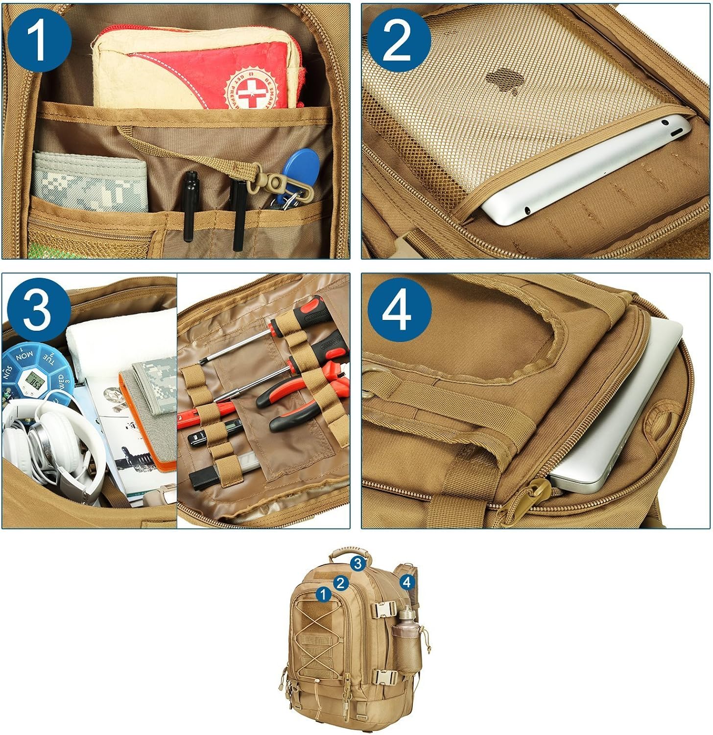 Outdoor 3 Day Expandable 40-64L Backpack Military Tactical Hiking Bug Out Bag : Clothing