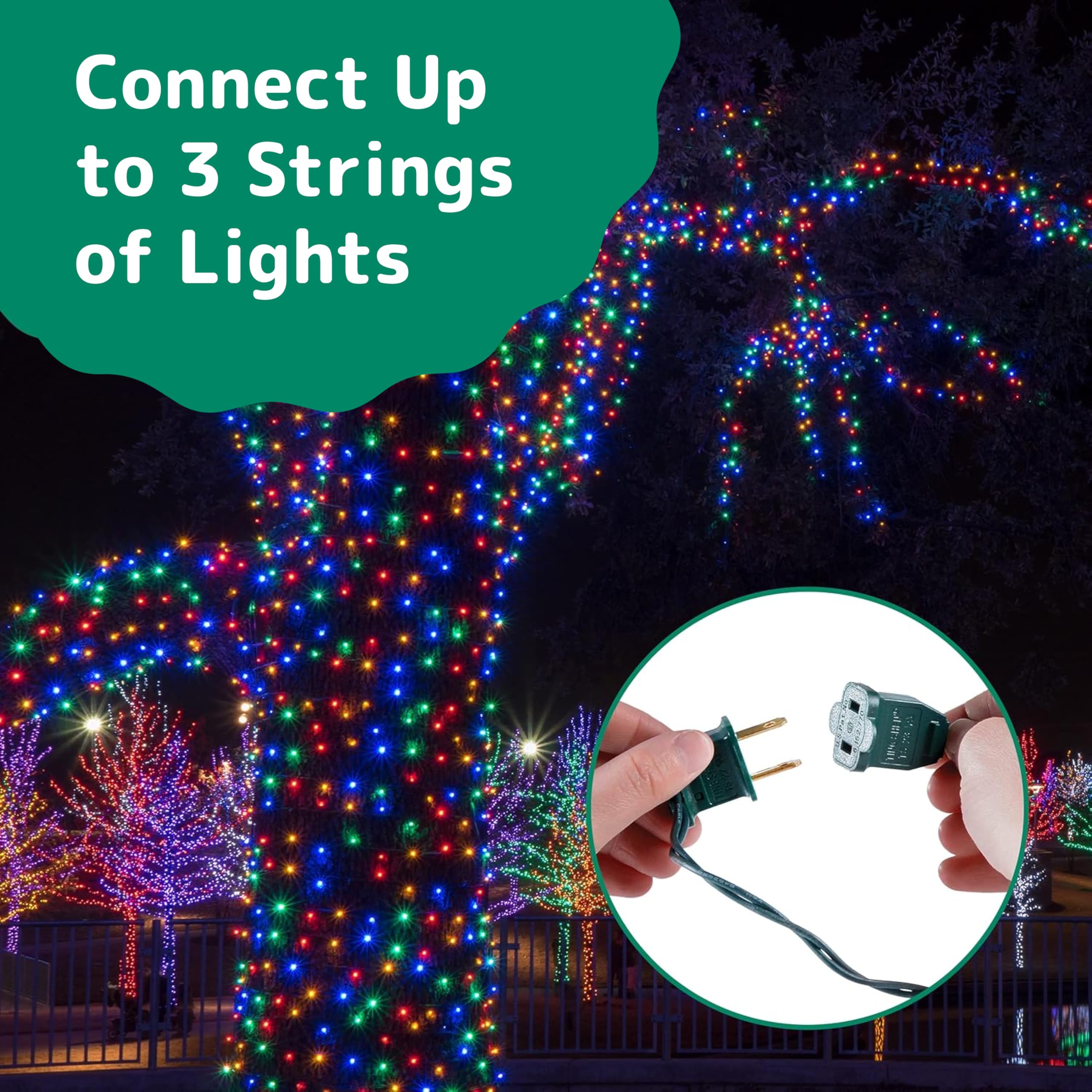 PREXTEX 500 Ct. Multi-Color Christmas Tree Lights with Green Wire - 100 Ft - for Indoor and Outdoor Use - Multicolor Twinkle Christmas Tree Decoration with End-to-End Connectors