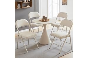 InfiniPower Folding Chairs 4 Pack with Vinyl-Padded Cushion and Back, Sturdy Metal Steel Foldable Chair, Portable Stackable Commercial Guest Seat for Indoor/Outdoor Events, Home, Office Use, Khaki