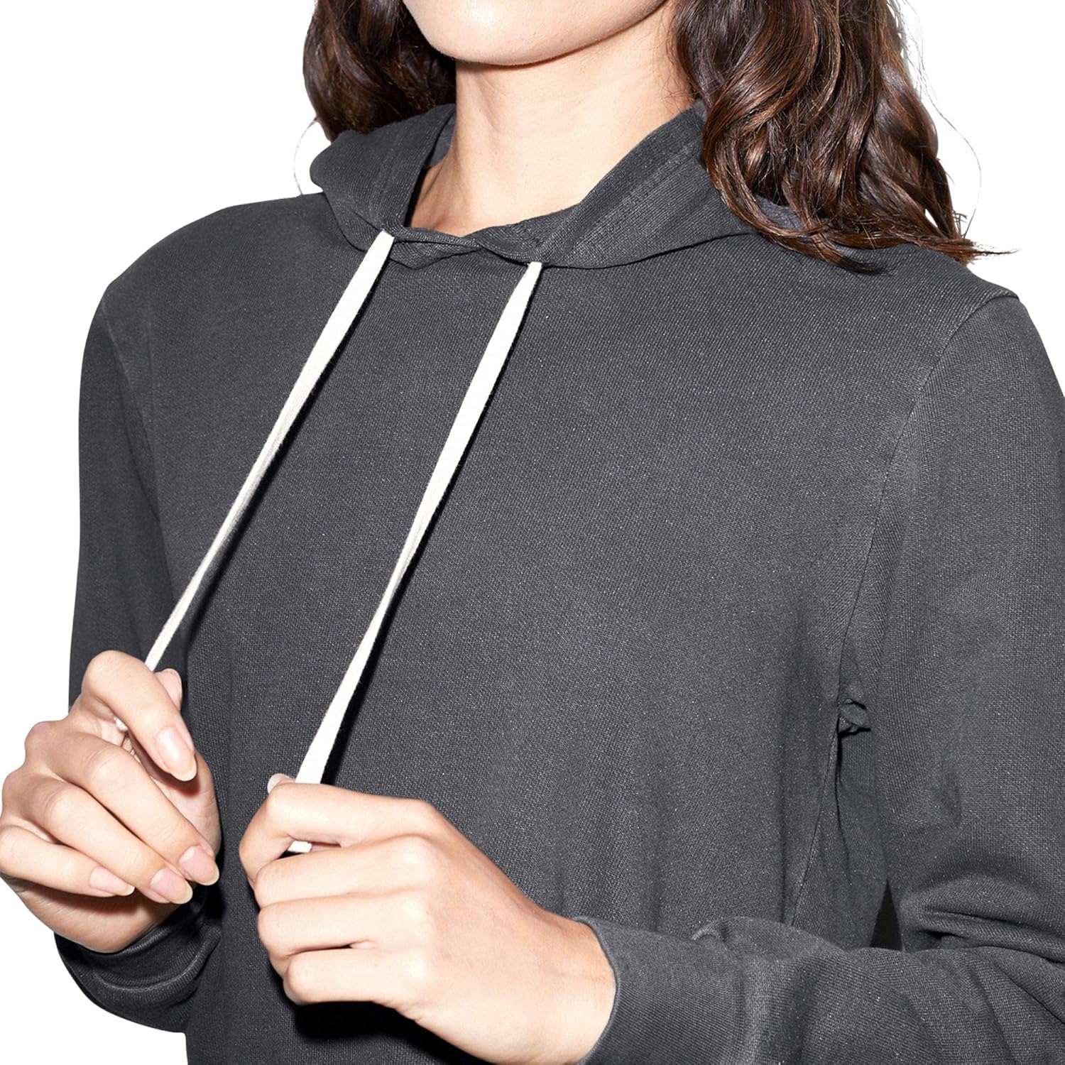 American Apparel Women's French Terry Mid-Length Long Sleeve Hoodie: Clothing