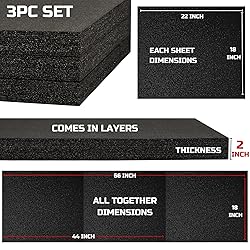 ONREVA Tool Box Foam 3Pack 22x18x2 inch, Foam