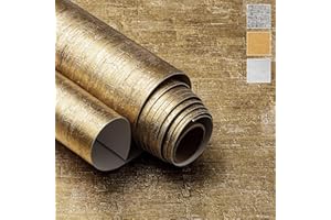 Very Berry Sticker Textured Gold Pull and Stick Wallpaper (24" x 118", Rough Texture, Gold) Waterproof Metallic Sticker for Apartments Bathroom Renter Friendly Décor