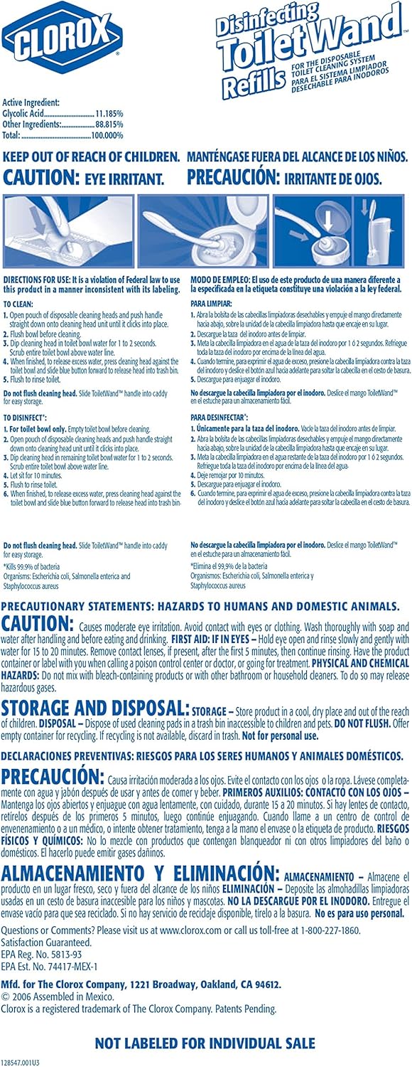 Clorox ToiletWand Disinfecting Refills, Rainforest Rush, 30 Ct (Package May Vary): Health & Personal Care