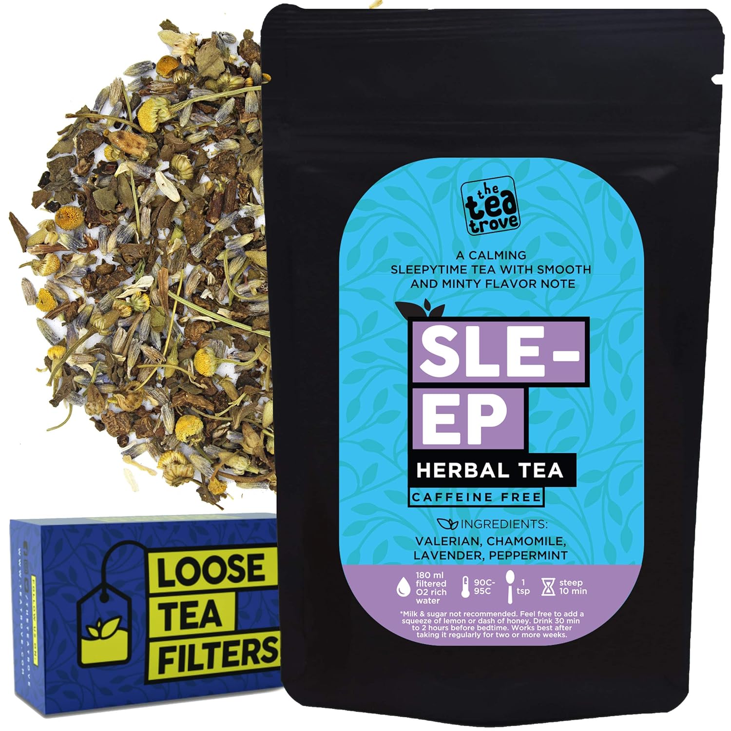 The Tea Trove Valerian Root Sleep Tea Natural Organic CaffeineFree
