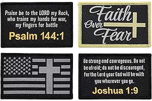 GREAT 1 Christian Military Morale Applique 4-Pack Patch Set, Woven, Hook & Loop Fastener/Backing, Tactical Accessory for Clothing-Jackets-Hats-Backpacks