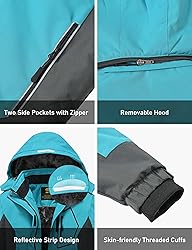 MoFiz Girls Ski Jacket Waterproof Fleece Lined