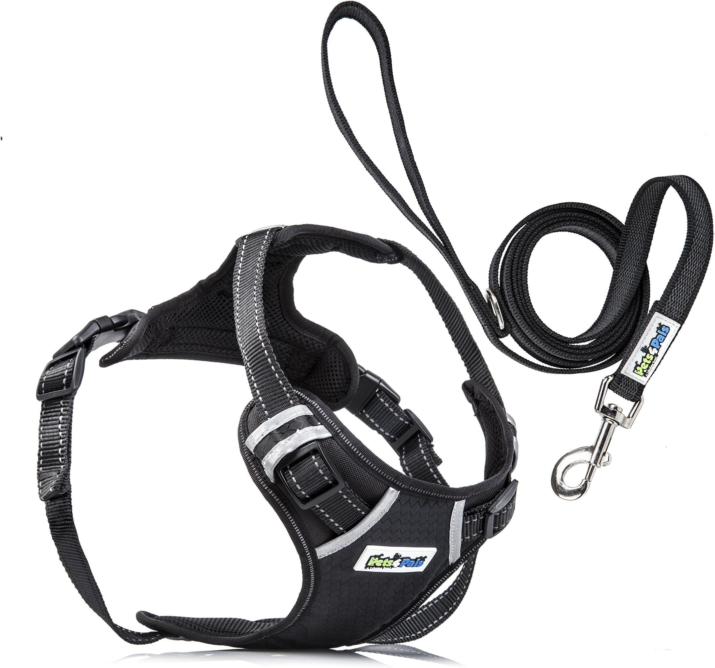 pets4pals Adjustable No Pull Reflective Harness Handle, D-Ring Leash Small Medium Large Sized Dog