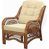 Malibu Lounge Living Accent Armchair Natural Rattan Wicker Handmade Design with Cushion