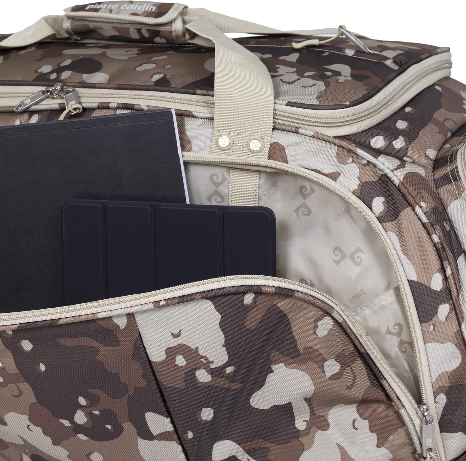 Lightweight Large Holdall with Wheels - Camouflaged Roller Bag by Pierre Cardin, Green, Brown, Beige (Camouflage), Large Camo 30" - Image 5