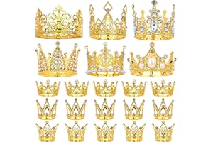 MJOGGOTT Crown Cake Topper Mini Crown Pearl Rhinestone Crowns for Flower Bouquets Glittering Metal Queen Crowns for Women Girl Lady Bridal Wedding Vintage Cake Decoration for Baby Shower Birthday Party 9 Style