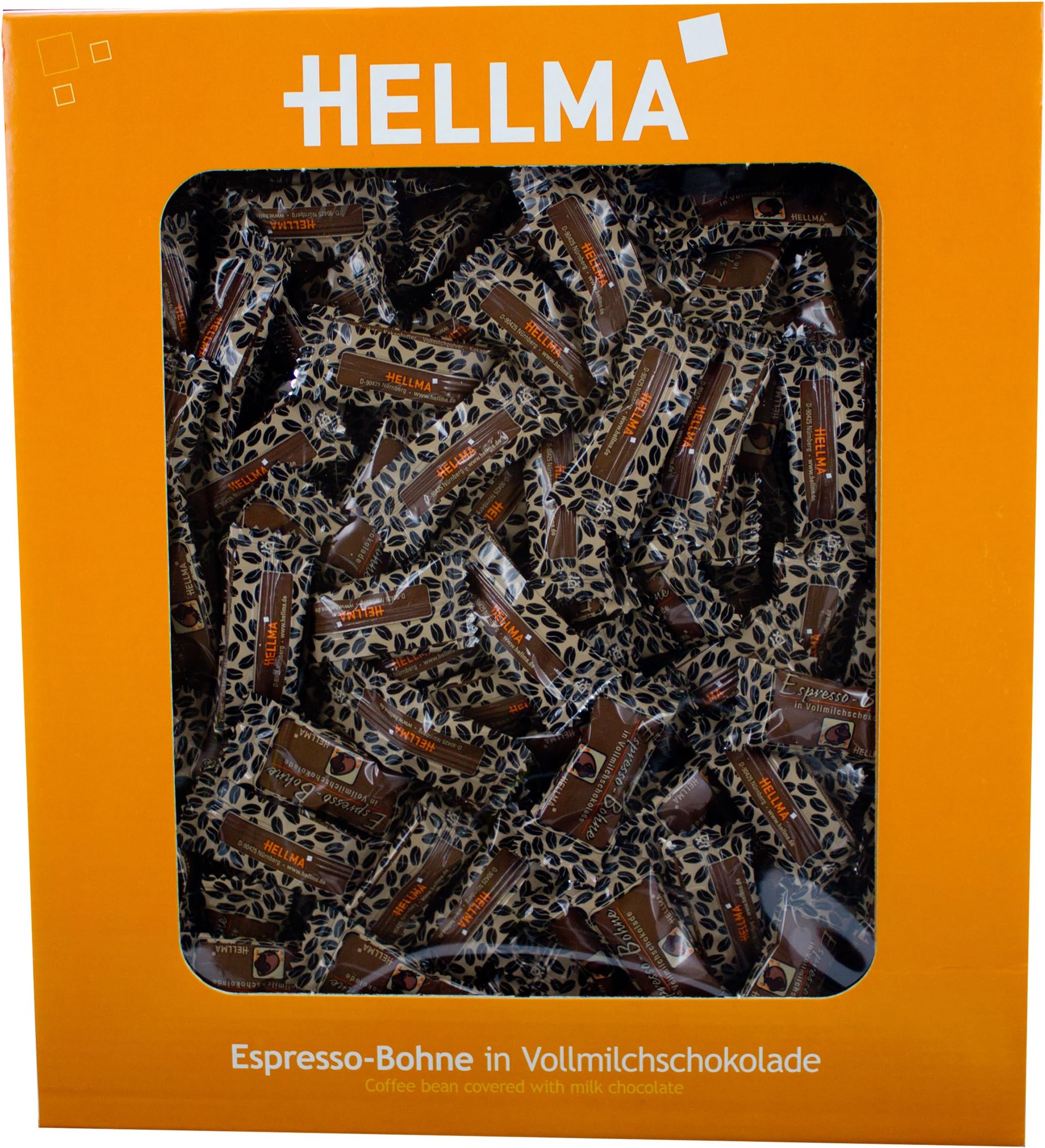 Hellma Espresso-Beans with Whole Milk Chocolate, Individual Packs, 400 Units