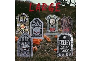 ANYGIFT 17in Tombstones Yard Sign with Stakes, 6PCS Graveyard Halloween Decorations Scary Gravestone Headstone Lawn Signs Halloween Decor Halloween Tombstones & Cemetery Decorations Waterproof(Large)