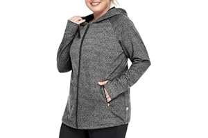 FOREYOND Women Plus Size Fleece Jackets Full Zip Up Hoodies Lightweight Workout Clothing for Running Yoga Gym