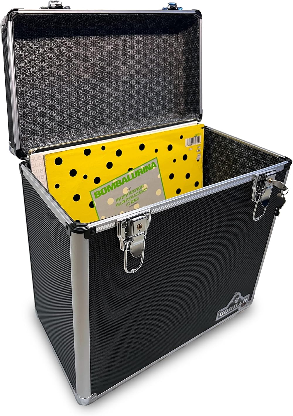 Gorilla DJ LP50 12 Inch Vinyl Record Storage Box Case Black with Free Cleaning