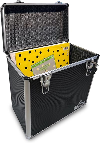 Gorilla DJ LP50 12 Inch Vinyl Record Storage Box Case Black with Free Cleaning