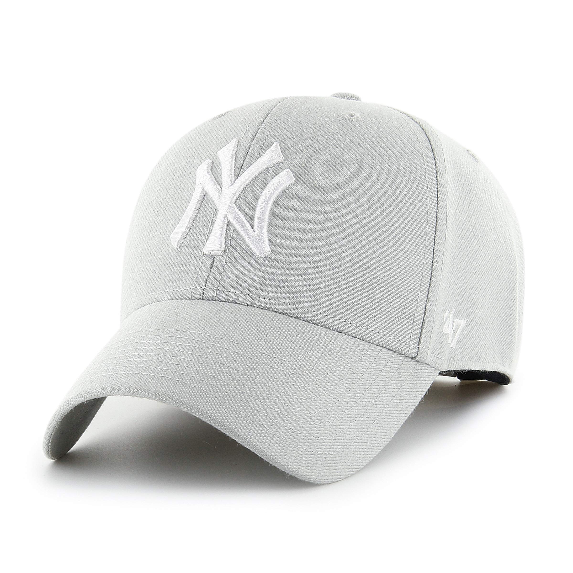 47 New York Yankees MLB MVP Unisex Baseball Cap, Adjustable, Whte Logo, Light Grey