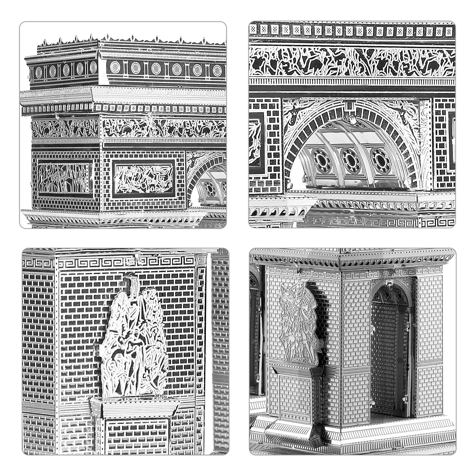 Piececool 3D Metal Puzzles for Adults, Arc De Triomphe Model Kit, France Famous Architecture Building Kit for Men DIY Handcraft Great Gifts for Birhtday Christmas, 41Pcs