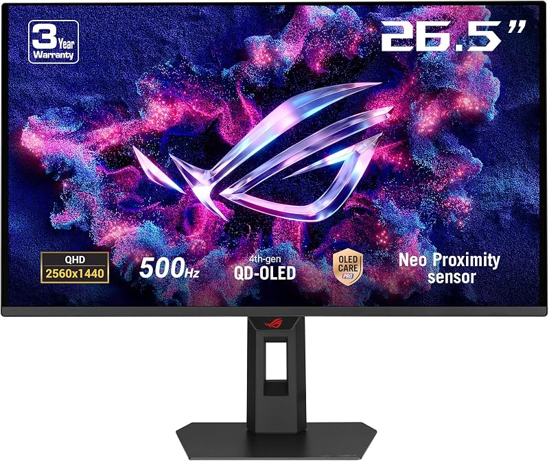 ROG Strix OLED XG27AQDPG - Monitor Gaming de 27", QHD QD-OLED, 500Hz, 0,03ms, Neo Proximity Sensor, G-Sync, VESA DisplayHDR 500 TrueBlack, HDMI 2.1