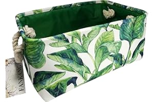 FANKANG Rectangular Laundry Basket Nursery Storage Fabric Storage Bin Storage Hamper,Gift Baskets (Green plant)