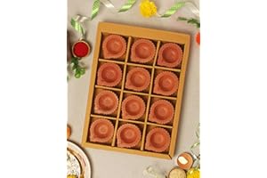 TRENDBELL Handmade Terracotta Set of 12 Clay Diya for Diwali/Navratri Decorations Oil Lamp Diwali Clay Diyas Tea Light Holder Indian Festival Diya for Pooja & Home Decorations (Red 2)