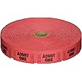 2000 Red Admit One Single Roll Consecutively Numbered Raffle Tickets