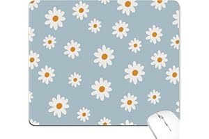 BOONEST Blue Daisy Floral Mouse Pad Cute Flower Plant Preppy Mousepad Desk Mat Aesthetic Pretty Rectangular Women Girl Washab