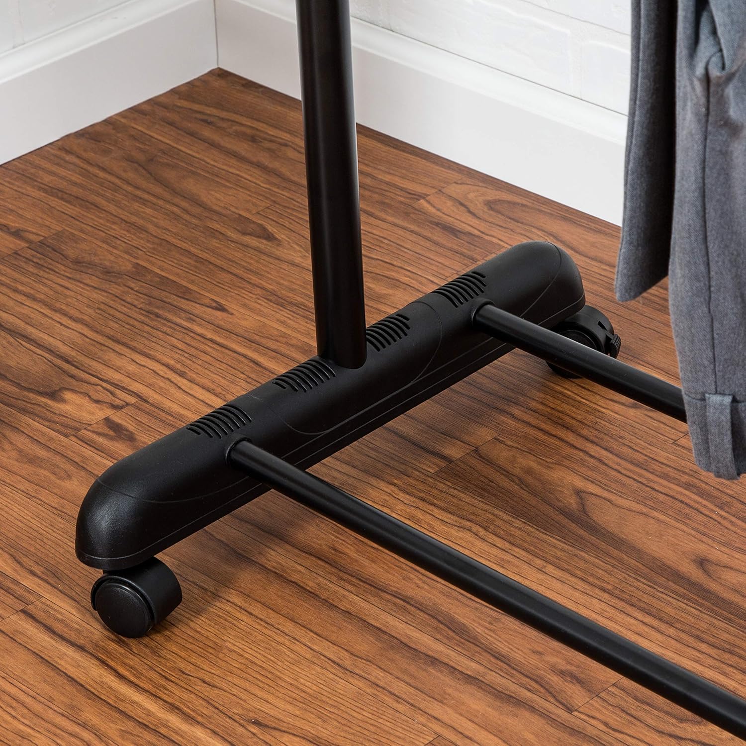 Honey-Can-Do GAR-01767 Dual Rod Expandable Garment Rack with Wheels, ,Black,60in L x 17in W x 73in H: Home & Kitchen