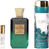 Khadlaj Island 3-Piece Gift Set for Unisex (3.4 oz Extrait de Parfum Spray + 6.8 oz Deodorant Spray + 0.27 oz Travel Spray)