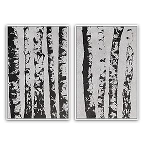 SIGNWIN 2 Piece Framed Canvas Wall Art Black...